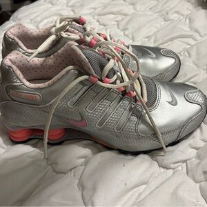 Nike Women's Metallic Silver and Pink Athletic Shoes